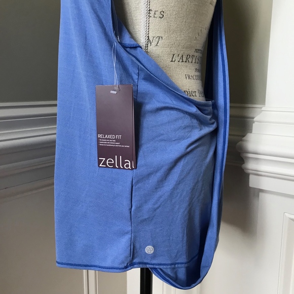 NWT Zella Her Layered Tank Racerback Blue Top L - Picture 6 of 8